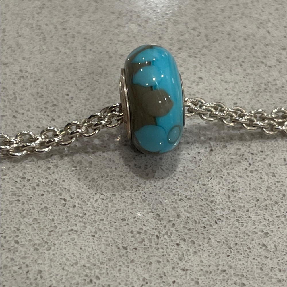 Chamilia Turquoise Blue and Brown Charm Bead